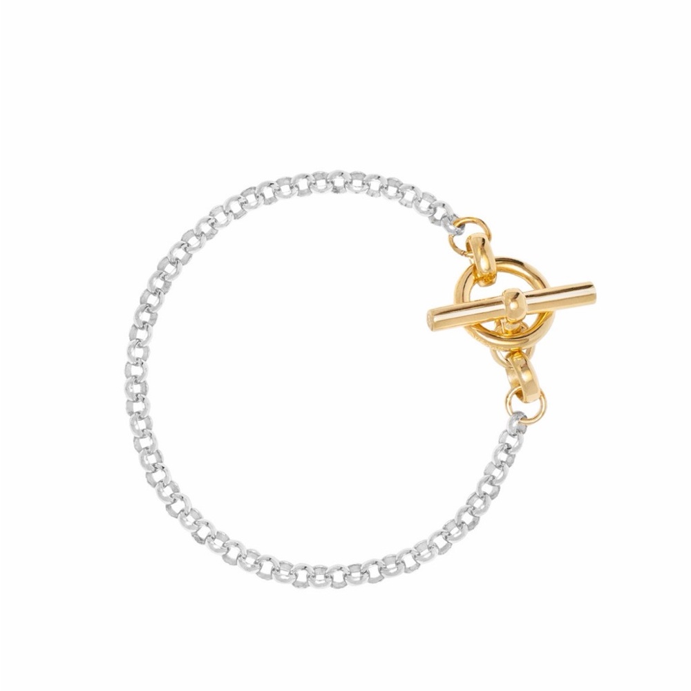 Chic Two-Tone Bracelet with Toggle Clasp